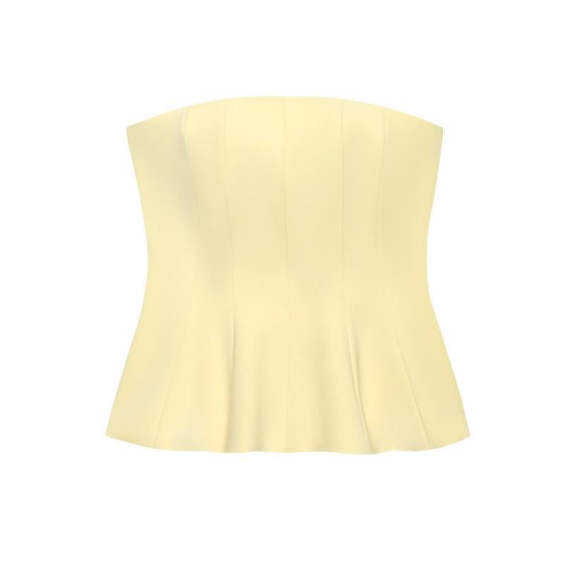Womens Sleeveless Crop Top With Skirt-Hem Detail Solid Color Fit Office Chic