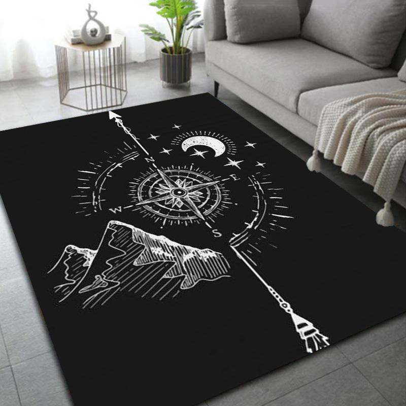 Retro Compass Map World Map Area Rug,Carpet Rug for Living Room Bedroom Sofa Decoration,Kitchen Doormat Non-slip Floor Mat Cool