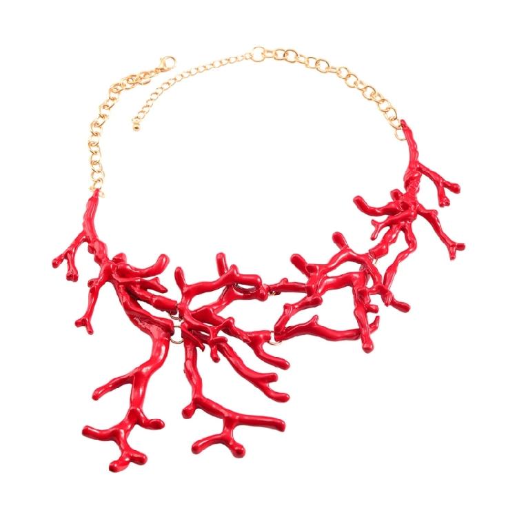 Bohemian Style Red Coral Necklace Female Temperament Niche Collarbone Chain 1