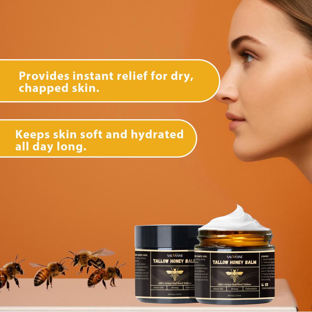 SAUVASINE Tallow Honey Balm Natural Skin Moisturizer Multi-Purpose Healing Ointment Nourishing Repair Lotion