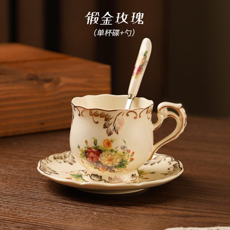 1cup + 1Saucer Flowering Tea Cups and Saucers Set, Tea Set, Ivory Ceramic Floral Tea Cups Set Coffee Cups Set
