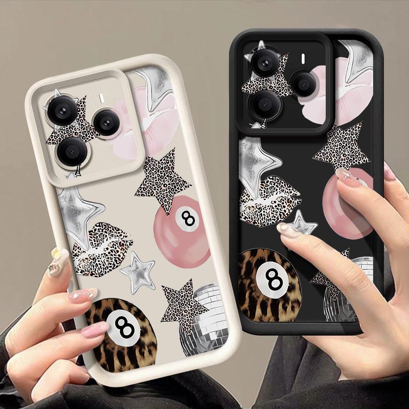 Vintage Leopard Print Stars Billiards Case For Xiaomi Redmi Note 14 13 Pro 5G 4G 12 11 Funda Xiaomi 14T 13T 11T Pro Shockproof Bumper Silicone Cover