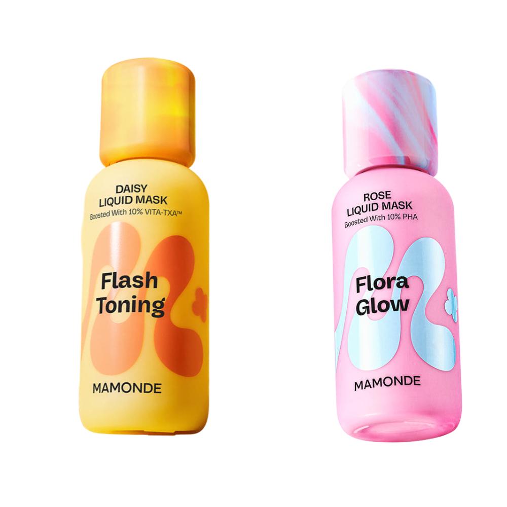 Mamonde Flora Glow Rose Liquid Mask 80ml + Flash Toning Daisy Liquid Mask 80ml Set