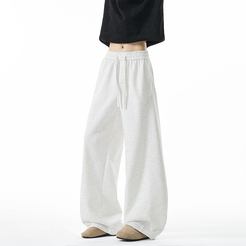 Loose diagonal cut deconstruction sweatpants men's sports trousers high street autumn new retro casual wide-leg scimitar American cotton