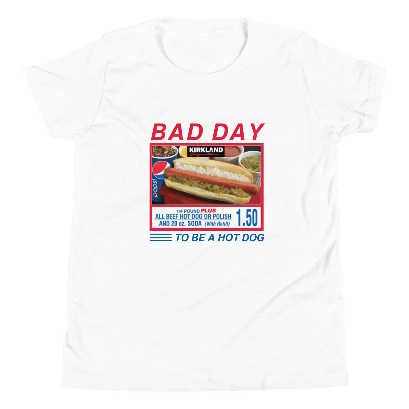Bad Day to Be a Hotdog Youth Shirt Funny Costco Meme Tee Retro Graphic T-shirt 2XL