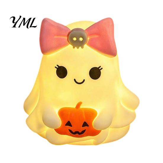 LED Night Light for Party Cute Halloween Ghost/Pumpkin Desktop Decoration, Battery Durable Plastic Operated Nursery with Warm Glow Home Decor