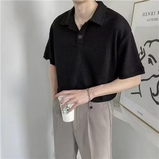 Men's Light Mature Style Short-Sleeve Polo Shirt - 2022 Summer Korean Trendy Lapel T-Shirt