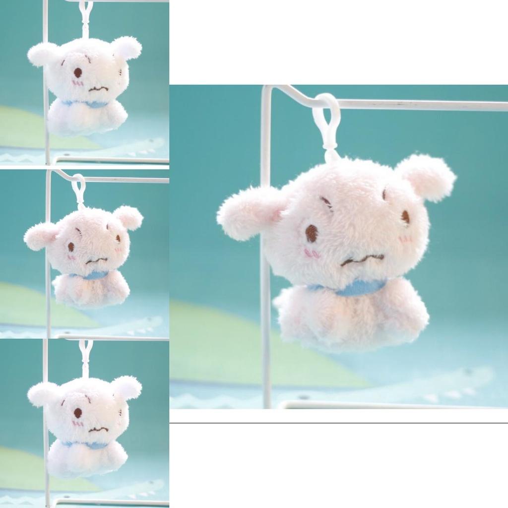 Cute Dog Plush Toy Keychain Bag Charm Pendant White/pink 12cm Height
