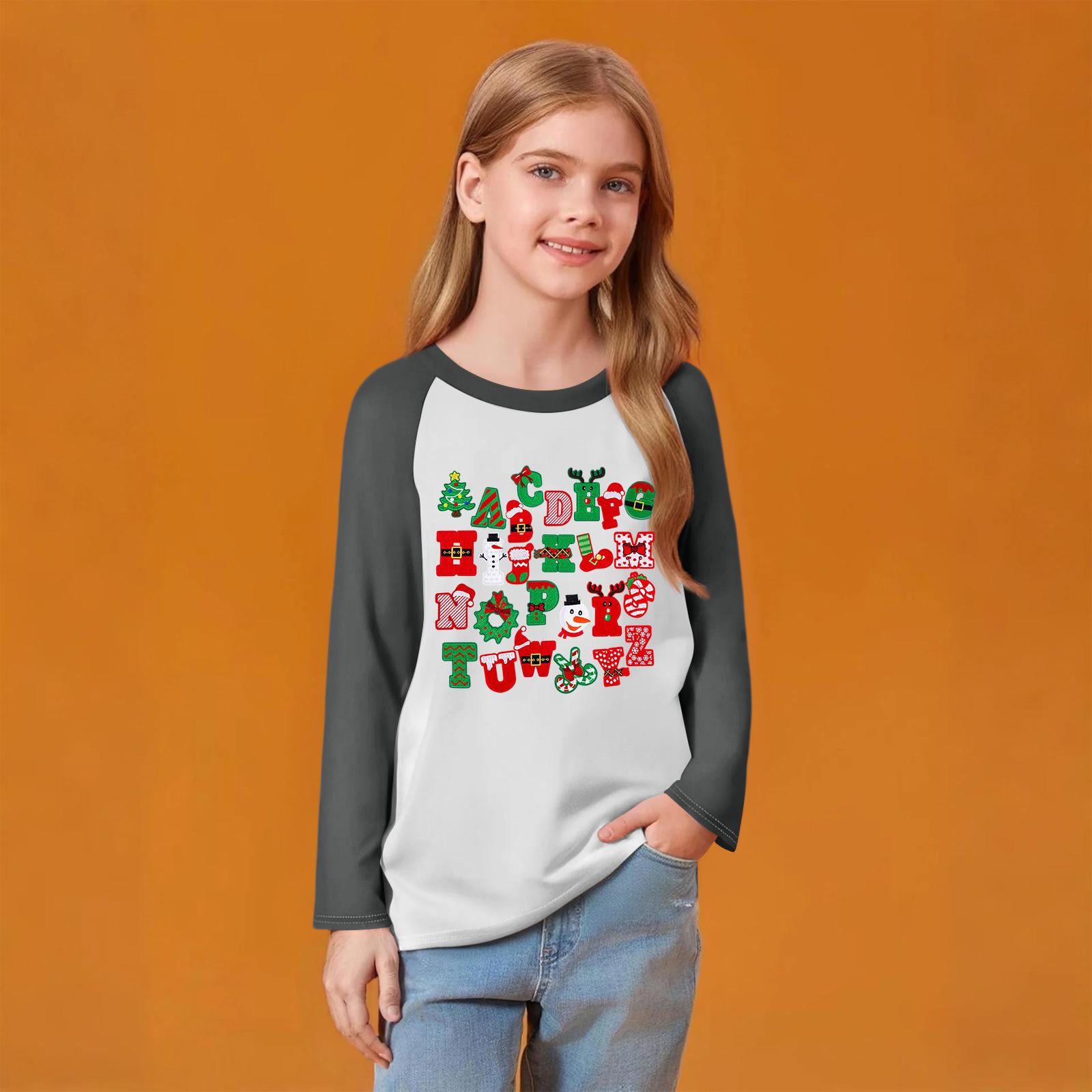 

Детский модный удобный пуловер с рождественским принтом на шее, топ с длинным рукавом 150