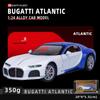 1/24 Scale Bugatti Atlantic Supercar Diecast Car Model Toy, Pull Back Toy Vehicle with Sound and Light for Kids Toddler Boys Girls Gift Collection