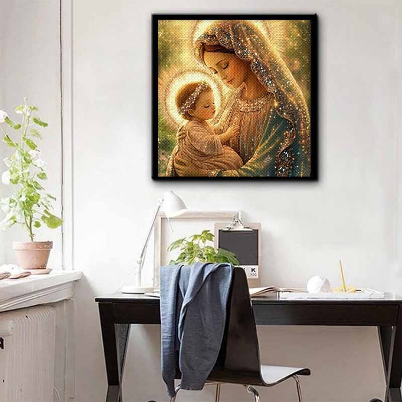 New Arrival 5D DIY Full Circle Diamond Painting "Madonna and Child" Embroidery Cross Stitch Home Decor Gift