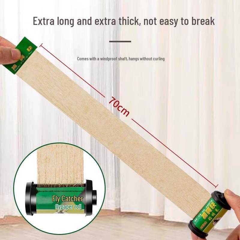 Sticky Fly Paper: Strong Fly Catcher with Self-Adhesive Ribbon for Household Use