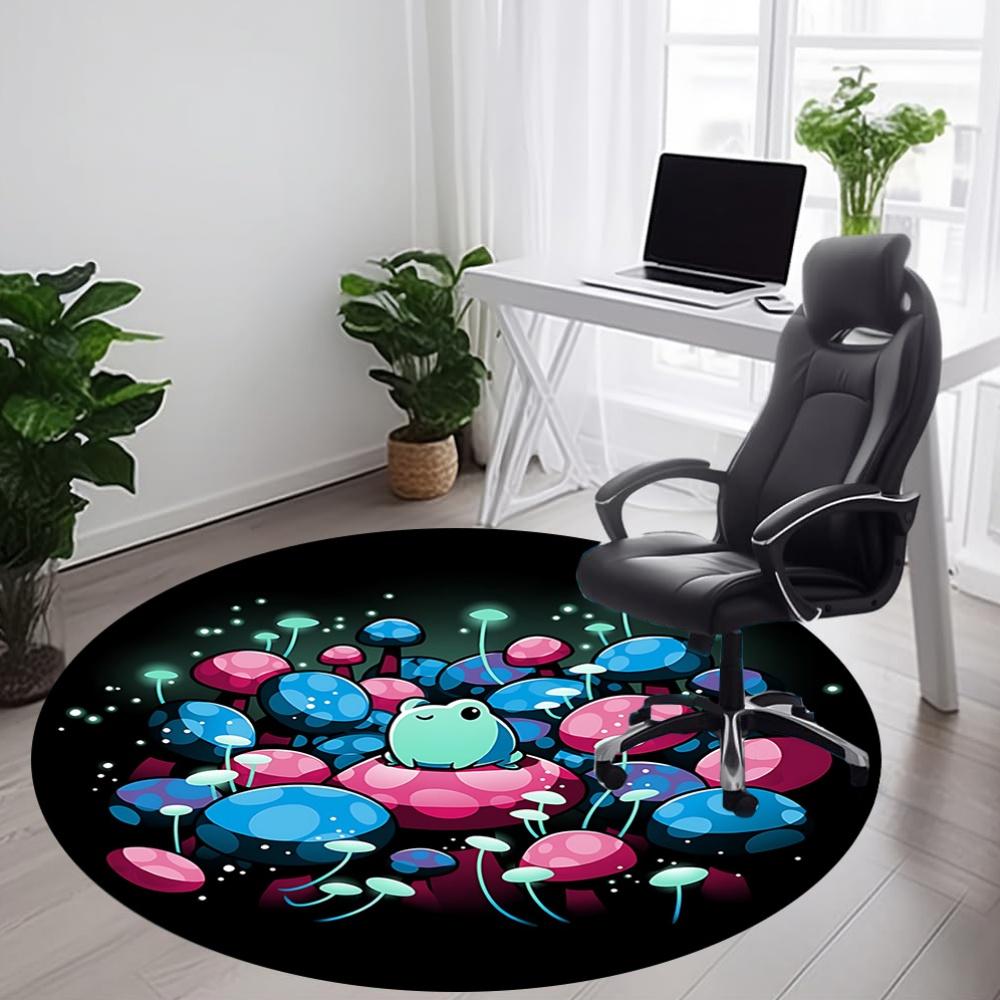 1pc Mushroom Fantasy Office Round Area Rug, Under Office Chairs Bedroom Living Room Home Decor, Room Deco, Available in Various Sizes