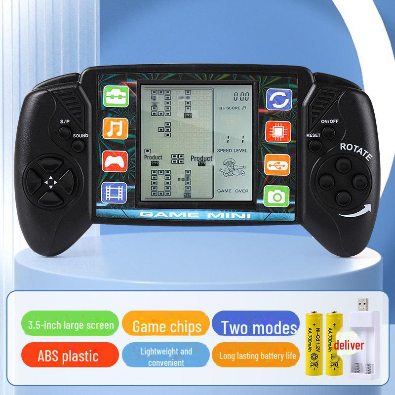 Consolă de jocuri portabilă Tetris nostalgică clasică cu ecran mare - jucărie educațională creativă pentru copii