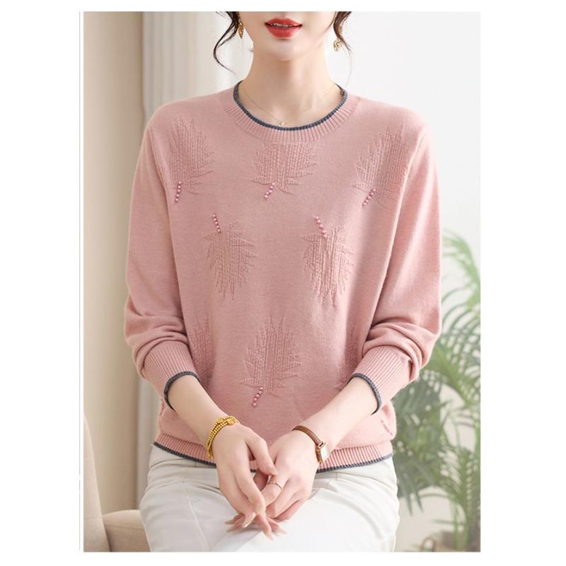 

Свободный свитер с круглым вырезом, базовая футболка, женский свитер с длинным рукавом XL розовый