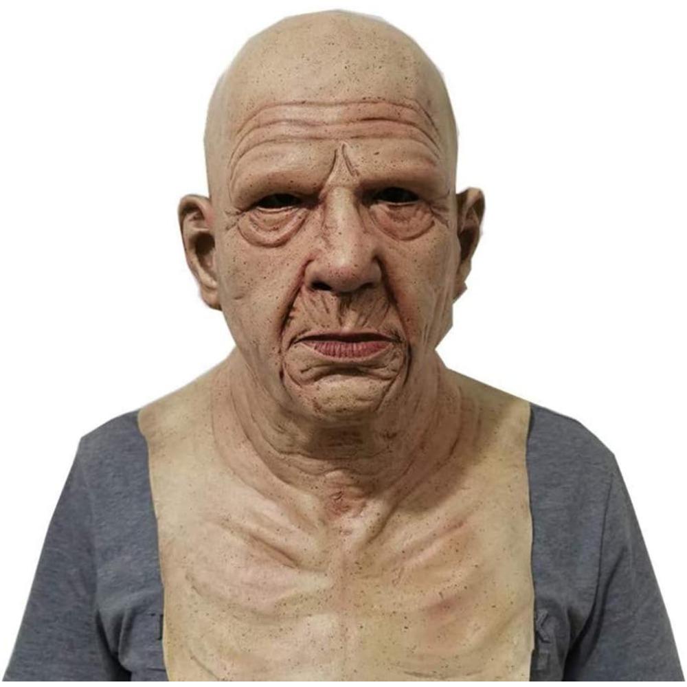 Kopfbedeckung Requisite Alte Mann Maske, Die Ältere Maske Realistische Latex Menschliche Falten Gesichtsmaske Vollkopfmaske für Halloween Maskerade