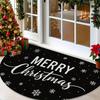 1Pcs Black Snowflake Semi Circle Welcome Doormat Non-Slip for Outdoor Patio Porch Kitchen Bathroom Entryway Floor Mat