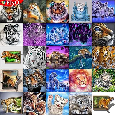 Full Square Round Diamond Painting Tiger 5D Diamond Embroidery Animal Cross Stitch Rhinestone Mosaic Home Decoration