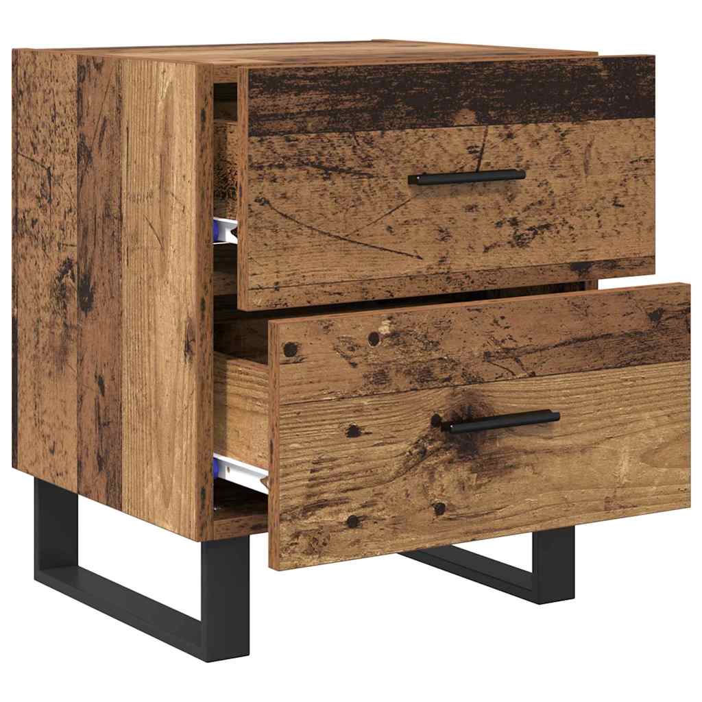 Nightstand Set of 2 Reclaimed Wood & Black 40 X 35 X 47.5 Cm