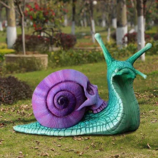 Lebková šnečí zahradní socha Halloweenská lebková šnečí socha Pryskyřičná gotická šnečí kostra Dekorace pro terasu trávník Domov Kancelářský stůl Dekor