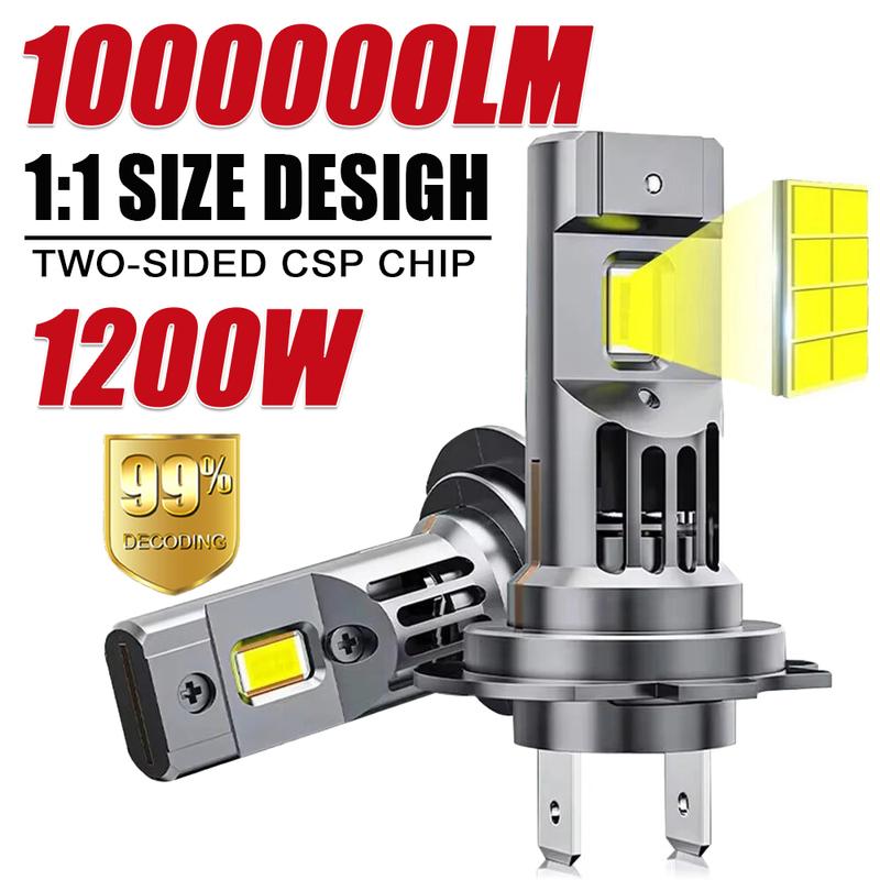 H7 LED Car Headlight Bulbs CANBUS 1200W High Power Super Bright Wireless Auto spotlights Mini Turbo Fan Fog Lamps Plug&Play 12V