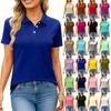 Camisa de Color Casual de Moda para Mujer con Solapa y Manga Corta Tops Abotonados para Mujer