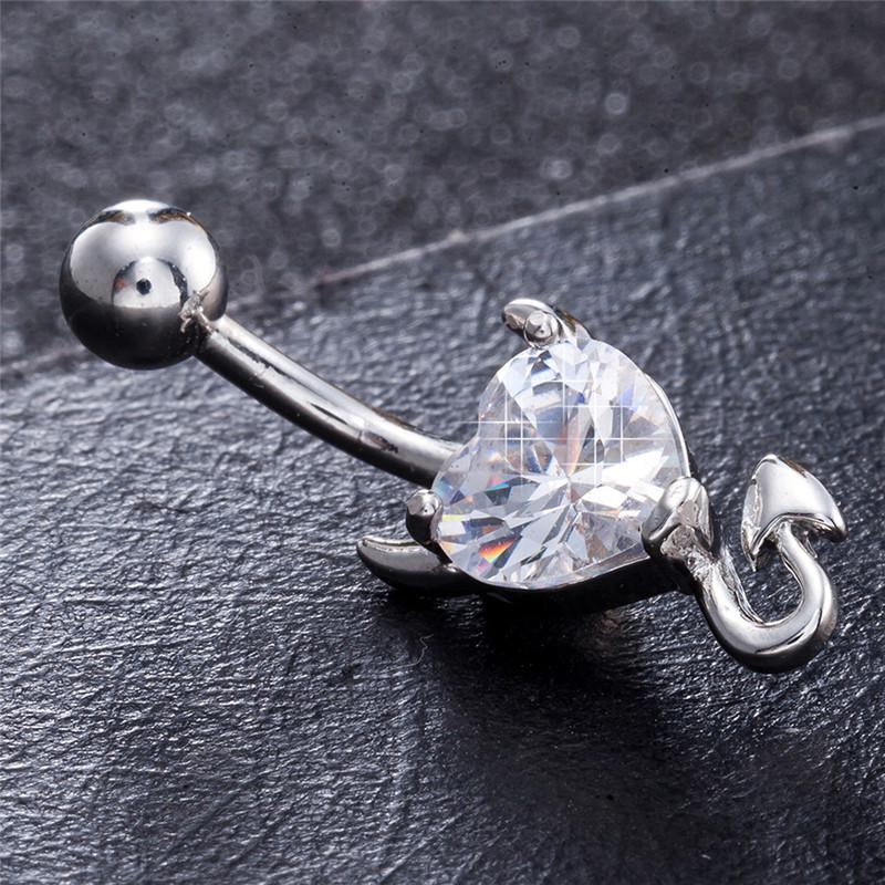 

Navel Belly Button Ring Crystal Rhinestone Heart Spiral Devil Piercing Jewelry
