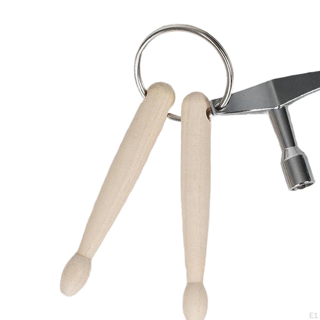 Mini Drumstick Keychain Musical Instrument Toy Compact Percussion Maintenance Tool with Drum Key for