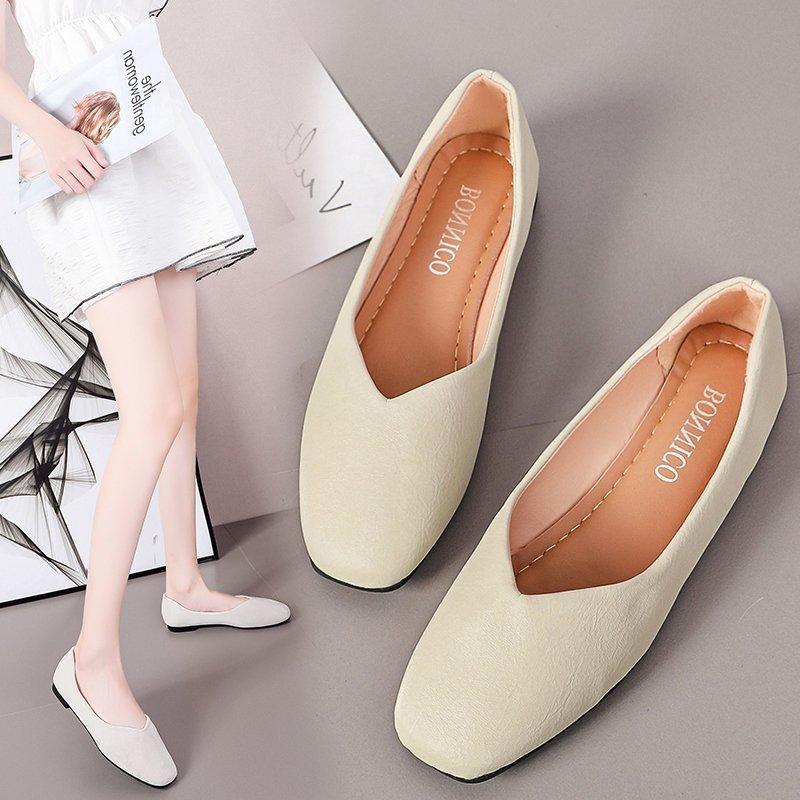 Spring and Autumn New Retro Single Shoes Women's Square Head Shoes Flat Work Shoes Grandma Shoes