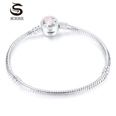 Base Chain Double Flower Button Large Hole Bead Bracelet Snake Chain Bead Chain