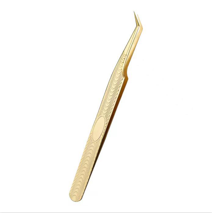 Gold Feather High-Precision Eyelash Extension Tweezers for Technicians