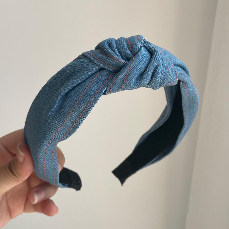 

Simple Lady Denim Hairbands for Women Knotted Hair Hoop Wide Headband Korean Female Hair Accessories Adult Head Bands Size fits all