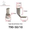T90 Copper Tube Terminal, 90-Degree Right-Angle Bend Crimp Lug, T90-6/5 To T90-240/16 Copper Wire Lug