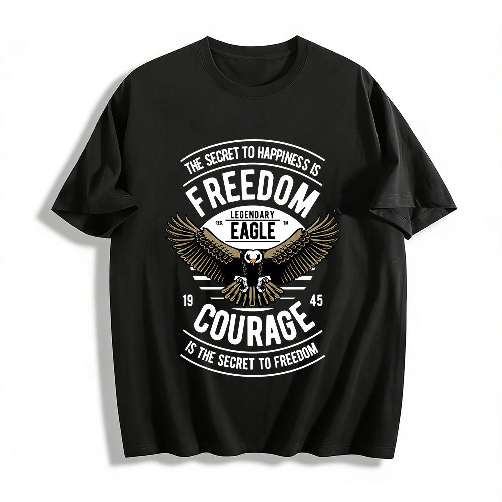 

Vintage Legendary Eagle Print Casual Loose T-Shirt For Men And Women Pure cotton T-shirt 6XL