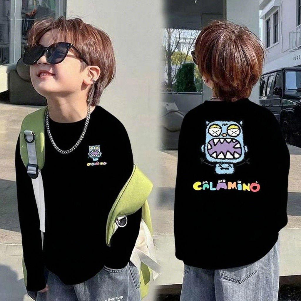 100% Cotton Boys' Long Sleeve Versatile T-Shirt for Toddlers and Children - Spring/Autumn Loose Fit Base Layer