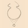 Layered Chain Necklace For Women, Zinc Alloy Multi-Strand Necklace With Interlocking Pendant, Statement Choker Jewelry For Daily Wear & Gifting