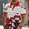Men's Collared Short Sleeve Polo Shirts Geometric Pattern Casual Athleisure Buttons Spring Summer