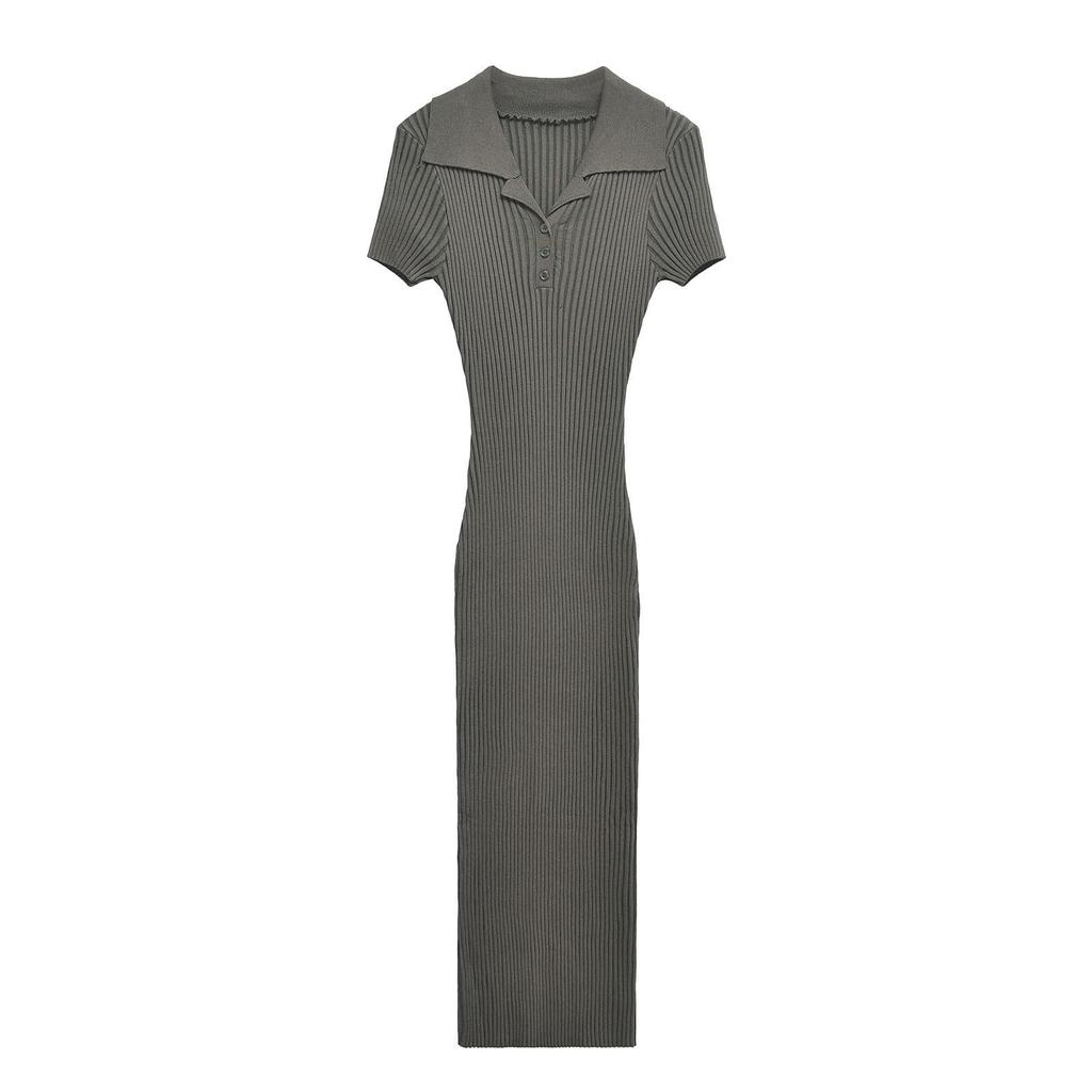 ZARZ Women's Classic Ribbed Knit Long Dress - European & American Style
