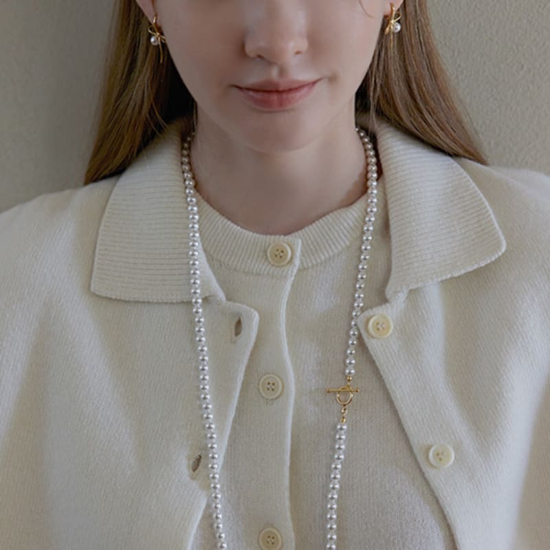 Lewe Toggle-bar long pearl necklace