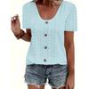VEZFAA Damenmode Casual Sommer Frühling Einfarbig Druck Kurzarm U-Ausschnitt Blusen & Hemden