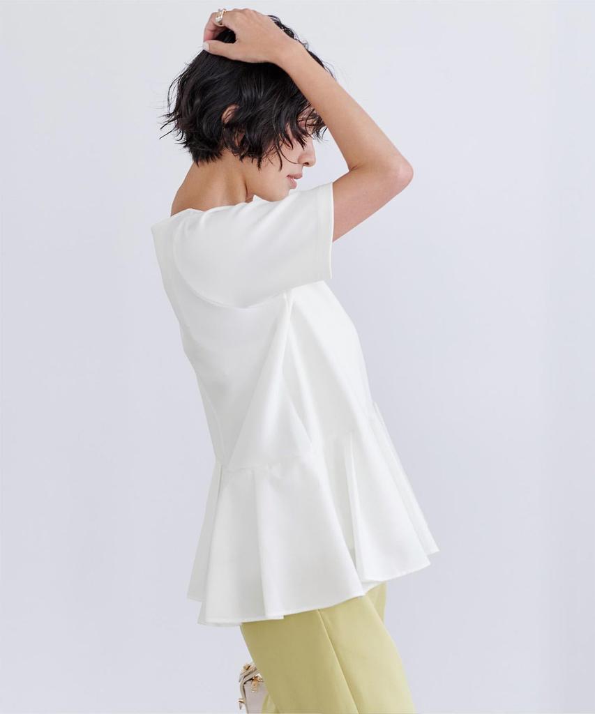 Yours Asymmetrical Frill Docking BDXN1790 Large White T-Shirt Women's