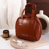 Fashion Zipper PU Leather Cosmetic Bag Handbag Shell Bag Makeup Pouch Bag Makeup Tote Korean Style Travel Wash Bag Female/Girls