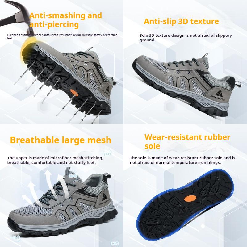summer breathable safety shoes mesh work shoes men lightweight safety sneaker for men women industrial steel toe safety boots
