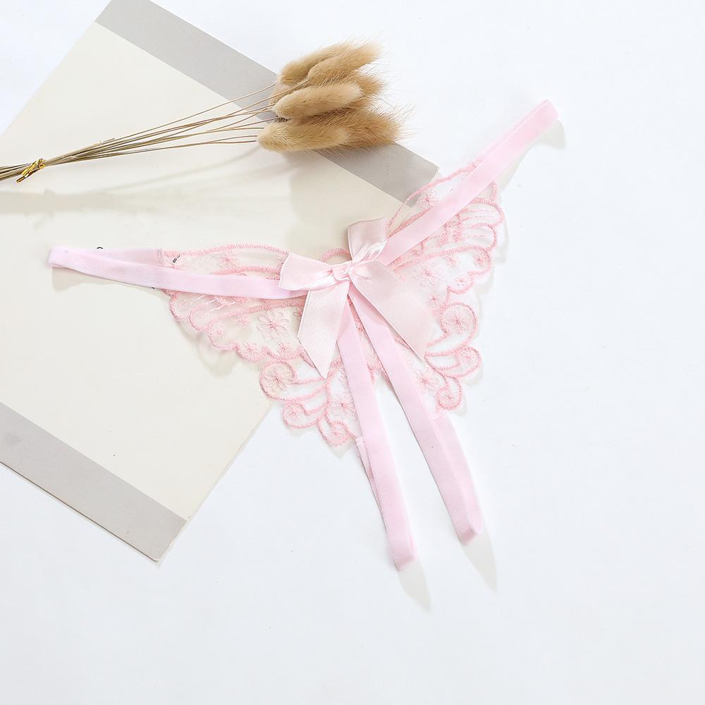Women Sexy Lingerie Thong Open Panties Crotch Lace T-back Bow Underwear Crotchless Pants Open Back Underpants Briefs