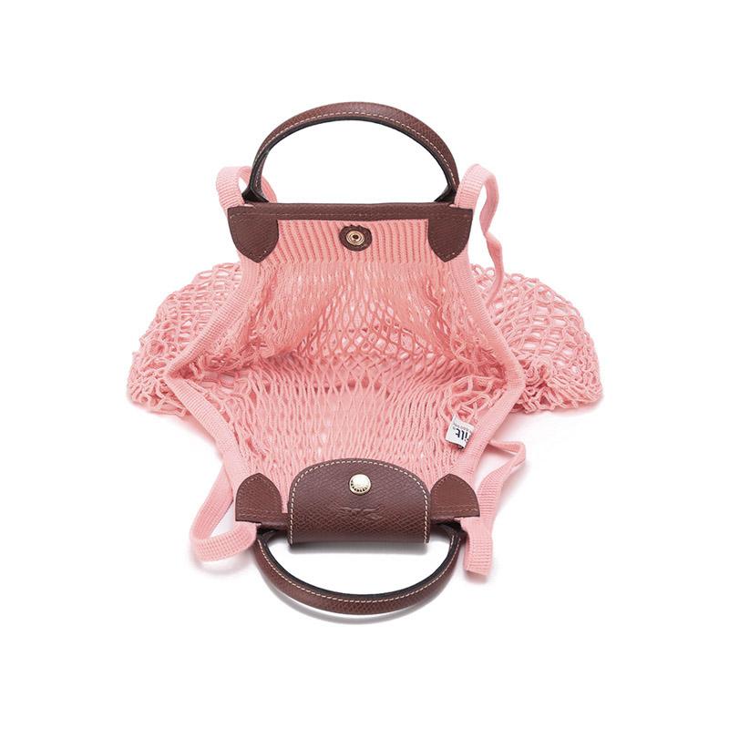 Longchamp Le Pliage Filet 38 Solid Handle Mesh Fabric Tote Bag Large Women Tote Bag Pink 10121HVHP63