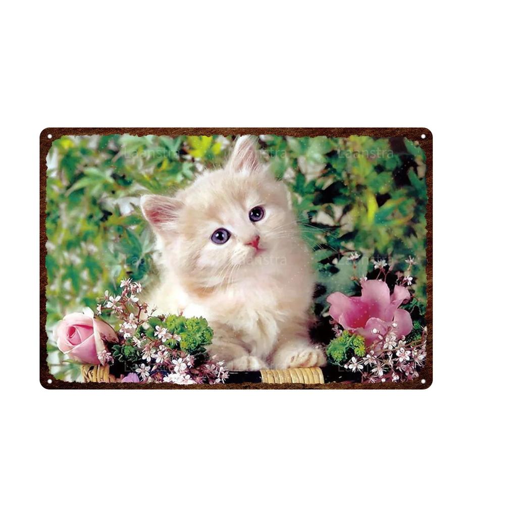 Retro Iron Painting Metal Plaque Attention Animals Dog and Cat Wall Decor Art Poster Tin Signs Bar Home Decoration Painting