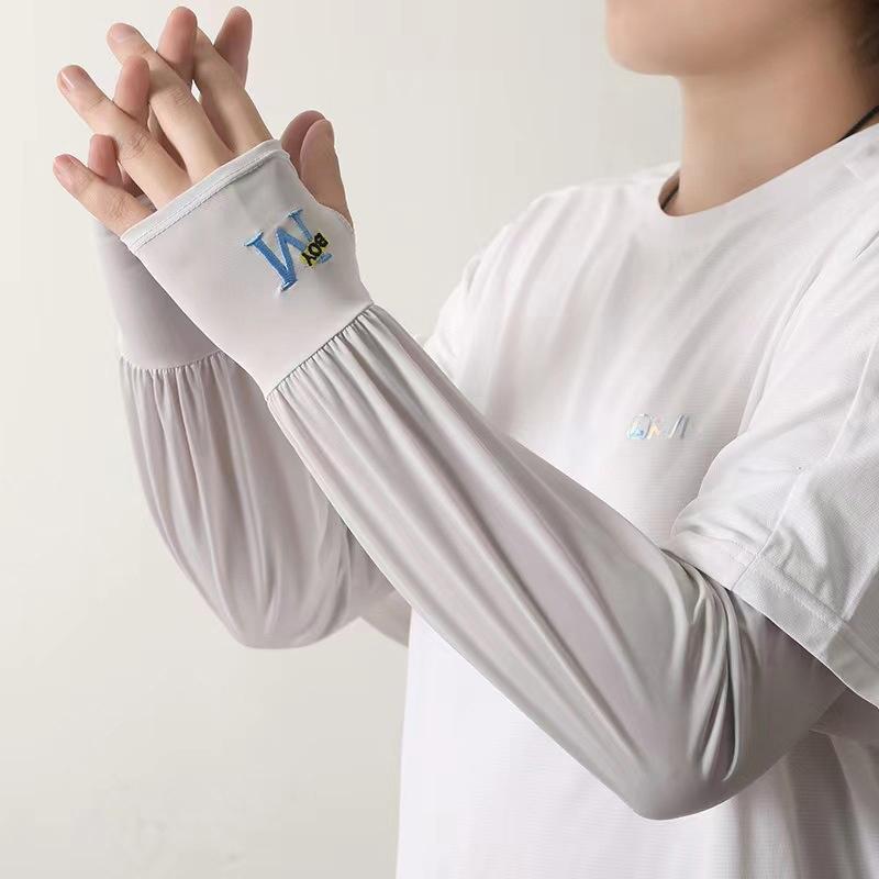 

1 пара мужских ледяных рукавов для рук, солнцезащитные эластичные перчатки для вождения, уличные рукава для защиты от УФ-излучения, легкая прохладная муфта светло-серый