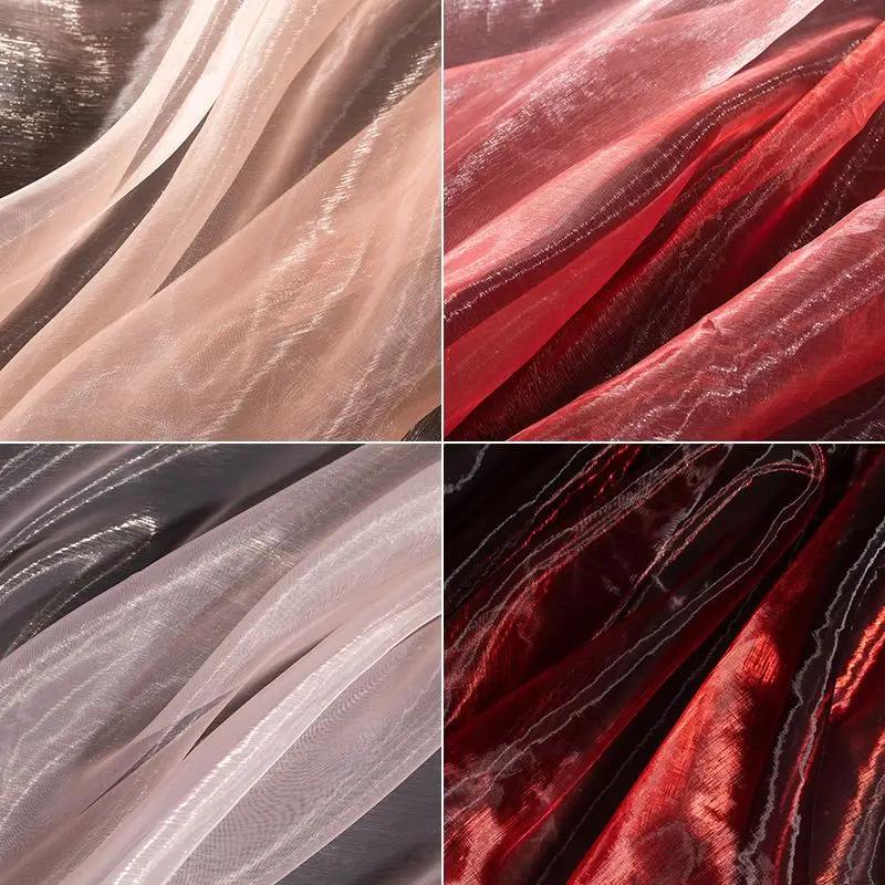 Tissu Organza Tulle Dégradé Bicolore 2/3m Matériau de Couture DIY Conception de Vêtements Robe Mariage Tissu Créatif