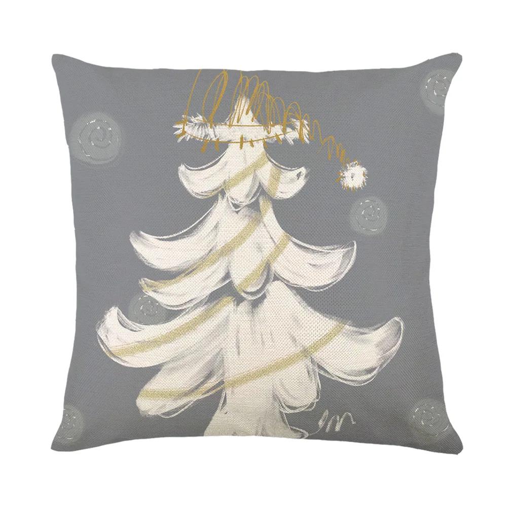 Christmas Pillow Cover 18X18 Inches Linen Pillow Case Xmas Ornament Party Decorations Couch Cushion Cover Home Decor Pillowcases