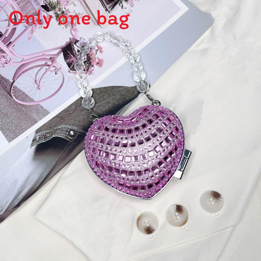 Acrylic Mini Heartshaped Box Bag With Sparkling Crystals And Magnetic Closure For Daily Use